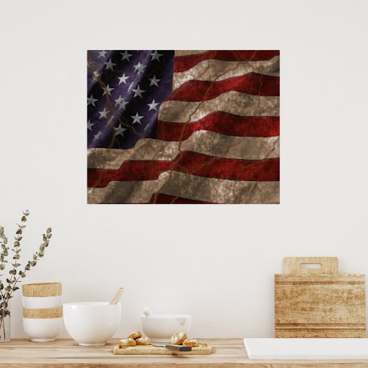 Grunge American Flag Poster (Küche)