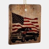 Grunge American Flag und Black Truck Patriotic Keramikornament (Rechts)