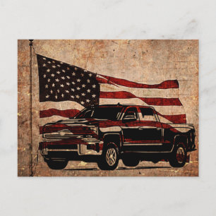 Grunge American Flag und Black Truck Patriotic Postkarte