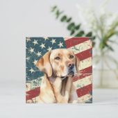 Grunge American Flag Yellow Labrador Flat Card (Stehend Vorderseite)