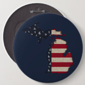 Grunge Americana Michigan | Patriotisch Button (Vorne & Hinten)