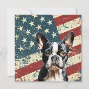 Grunge-amerikanische Flagge Boston Terrier Hund Fl