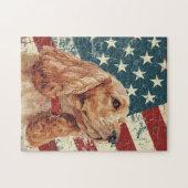 Grunge-amerikanische Flagge Cocker Spaniel Hund Puzzle (Horizontal)