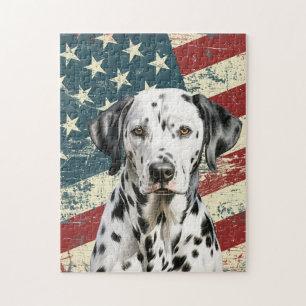 Grunge-amerikanische Flagge Dalmatiner Hund Puzzle