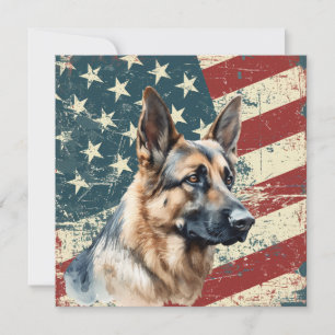 Grunge-Amerikanische-Flagge-Deutscher-Schäferhund-