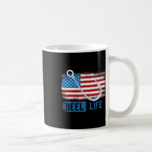 Grunge-Amerikanische-Flagge-Fischer-Grafik Kaffeetasse