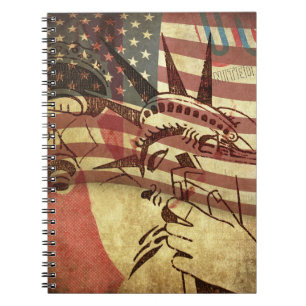Grunge amerikanische Flagge: texturierter Hintergr Notizblock