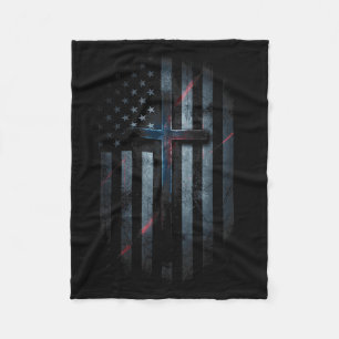 Grunge-Amerikanische Flagge und Kreuz Glaube Famil Fleecedecke