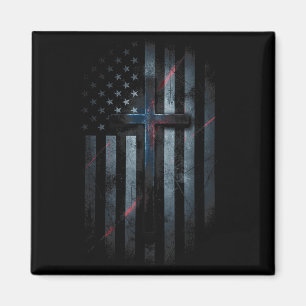 Grunge-Amerikanische Flagge und Kreuz Glaube Famil Magnet