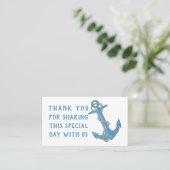Grunge Anchor Blue Nautical Wedding Danke, Pla Platzkarte (Stehend Vorderseite)