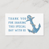 Grunge Anchor Blue Nautical Wedding Danke, Pla Platzkarte (Vorderseite)