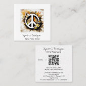 *~* Grunge AP57 QR Peace Symbol Floral Boho AP57 Quadratische Visitenkarte (Vorne/Hinten)