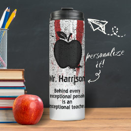 Grunge Apple Stamp Custom Name Quote Teacher Thermosbecher