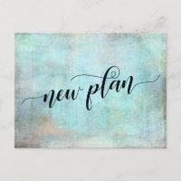 Grunge Aqua "New Plan" Zurückgestellt Mitteilung z