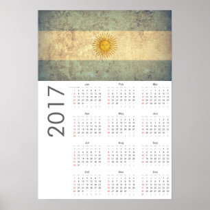 Grunge Argentina Flag Kalender 2017 Poster