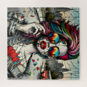 Grunge Art | Fractured Woman Abstrakt Puzzle (Horizontal)