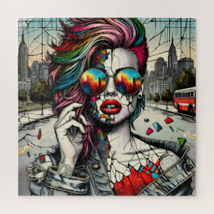 Grunge Art   Fractured Woman Abstrakt Puzzle