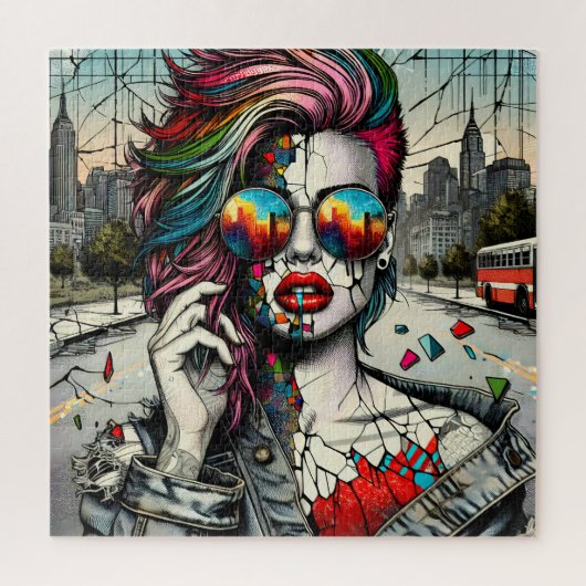 Grunge Art | Fractured Woman Abstrakt Puzzle (Vertikal)