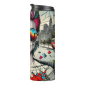 Grunge Art | Fractured Woman Abstrakt Thermosbecher (Nach rechts gedreht)