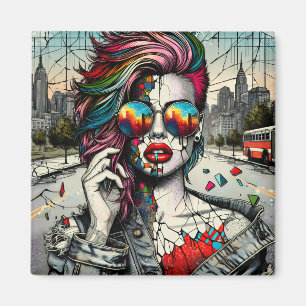Grunge Art   Gebrochene Frau Abstrakt Magnet