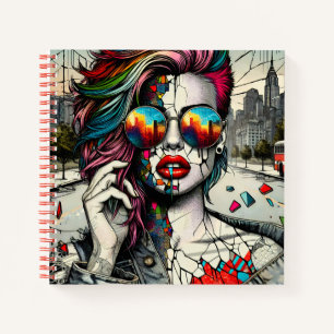 Grunge Art Gebrochene Frau Abstrakt Notizblock