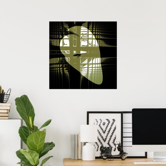 Grunge Ästhetische Fraktal Kunst Poster (Heimbüro)