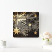 Grunge Australia Fahne 3 Quadratische Wanduhr (Zuhause)