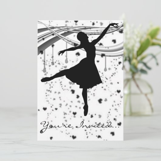 Grunge Ballerina Einladung (Stehend Vorderseite)