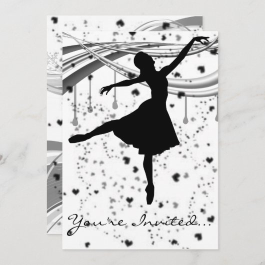 Grunge Ballerina Einladung (Vorne/Hinten)