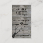 Grunge barnwood Scissors Haar-Stylistholz Terminkarte (Rückseite)