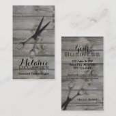 Grunge barnwood Scissors Haar-Stylistholz Terminkarte (Vorne/Hinten)