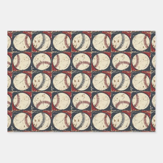 Grunge Baseball Classics 3 Geschenkpapier Set (Vorderseite)