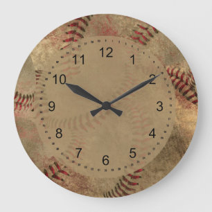 Grunge Baseball Collage Große Wanduhr