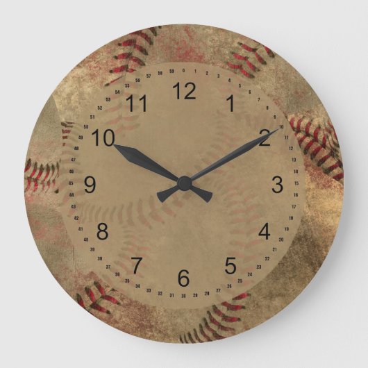 Grunge Baseball Collage Große Wanduhr (Vorderseite)