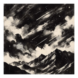 Grunge Bergwelt, Schwarz-Weiß-Textur Fotodruck