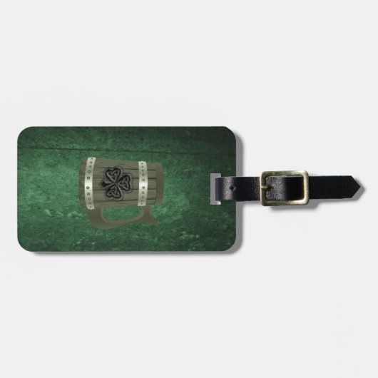 Grunge Bier Tasse Irisches Kleeblatt personalisier Gepäckanhänger (Vorderseite horizontal)