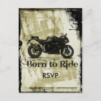 Grunge-Biker-Hochzeits-RSVP-Einladung mit Foto