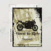 Grunge Biker Wedding Danke Postkarte (Vorne/Hinten)