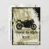 Grunge Biker Wedding RSVP Einladung mit Foto Postkarte (Vorne/Hinten)