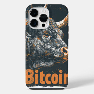 Grunge Bitcoin Bull Blockchain design iPhone 14 Pro Max Hülle