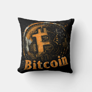 Grunge Bitcoin logo crypto blockchain Design Kissen