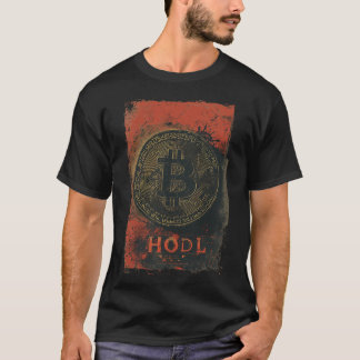 Grunge Bitcoin Symbol and hodl slogan design T-Shirt