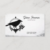 Grunge Black and White Crow Silhouette Tattoo Visitenkarte (Vorderseite)
