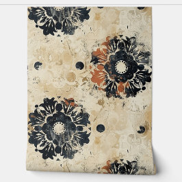 Grunge Black & Brown Ornamental Vector Blume Tapete