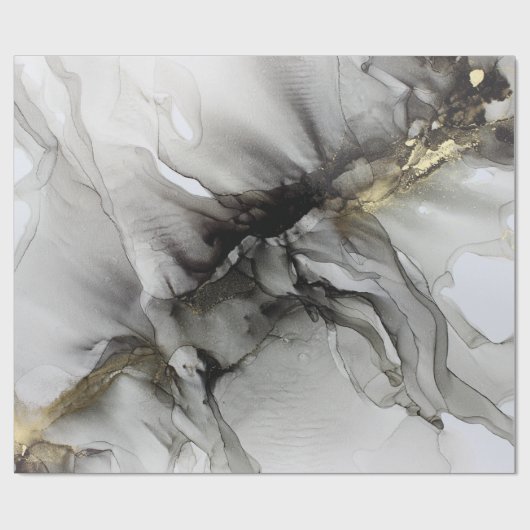 Grunge Black Gray Gold Geschenkpapier (Flach)