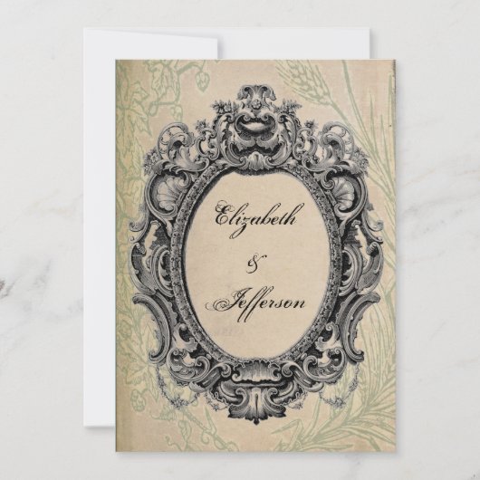 Grunge Black Vintag Frame Wedding Einladungen (Vorderseite)