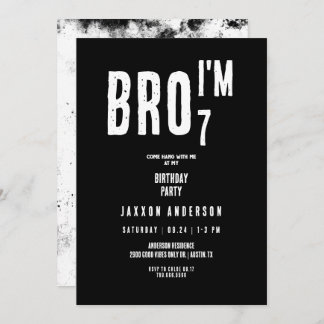 Grunge Black & White Boy Geburtstagsparty Einladung