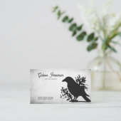 Grunge Black & White Crow Tattoo Artist Visitenkarte (Stehend Vorderseite)