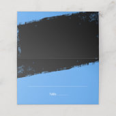 Grunge Blue Black Bar Mitzvah geklappt Platzkarte (Außenseite Aufgefaltet)