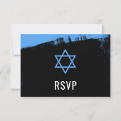 Grunge Blue Black Bar Mitzvah UAWG RSVP Karte (Vorderseite)